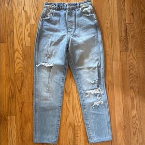 Rolla’s 25 Elle Super High Rose relaxed  Distressed Light Blue Jeans